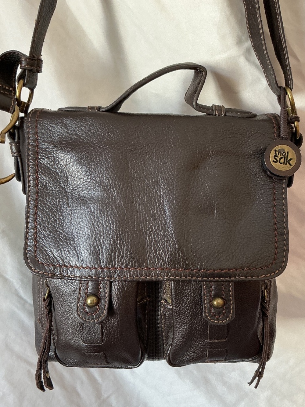 The Sak Dark Brown Leather Crossbody Satchel